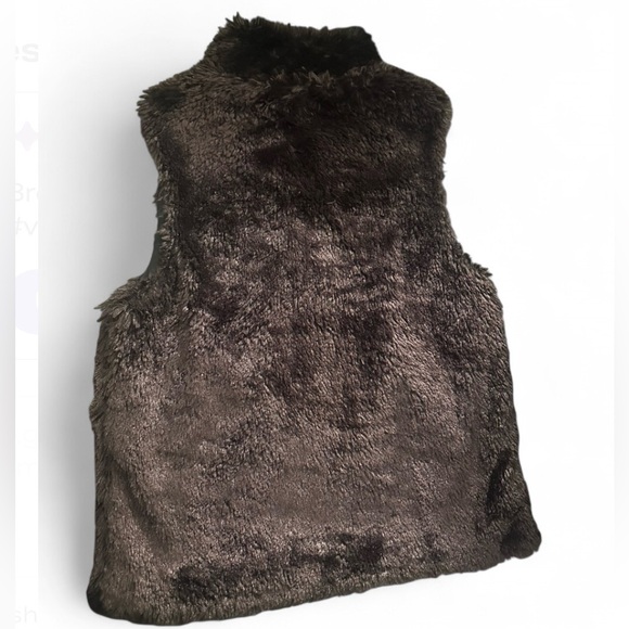 Mixit Dark Brown Faux Fur Zip-Up Ves - Picture 3 of 5